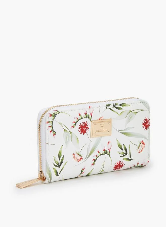 Flora Bella By Shoexpress WHITE Floral Print Wallet With Zip Closure for Women | Best Price UAE